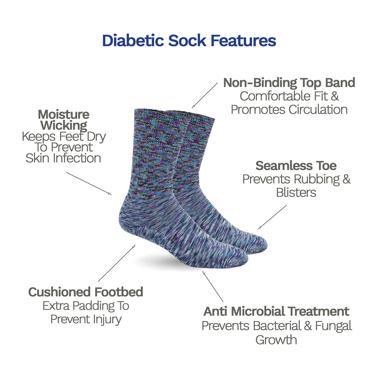 Diabetic Sock for Men, Diabetic Socks For Women, Neuropathy, Non Binding, Seamless