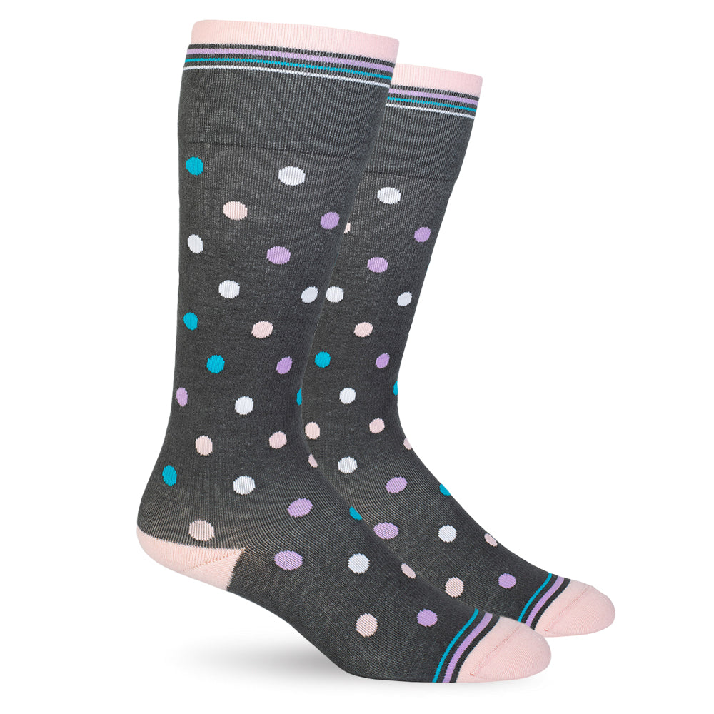 Polka Dot Grey Cotton Compression Socks